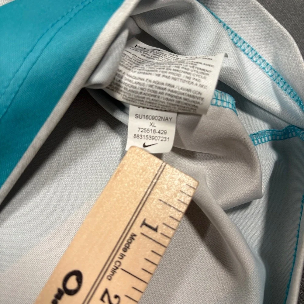 Nike Mens Golf Dri-FIT Victory Bold Stripe Polo Teal Blue Polyester X-Large